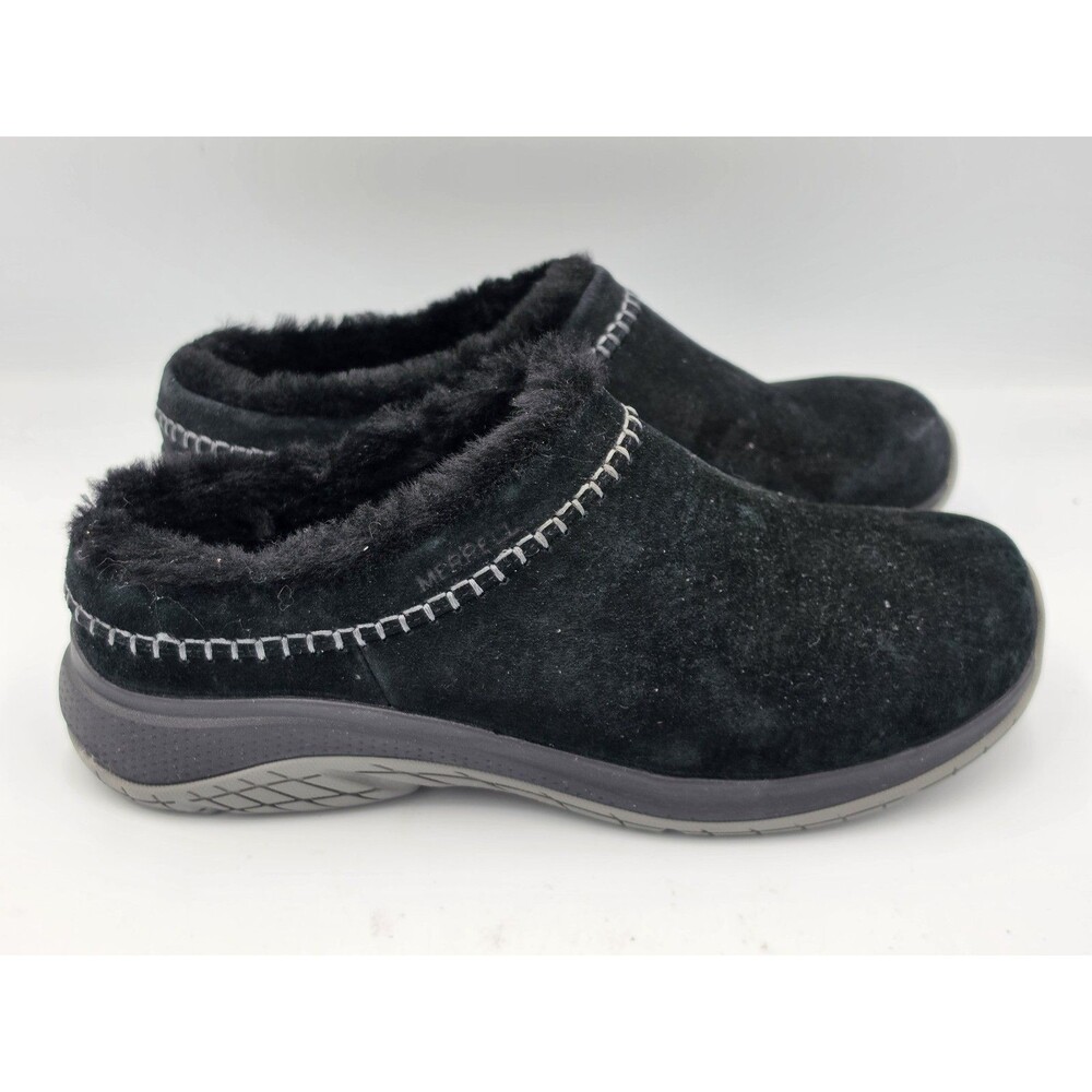 Merrell Encore Ice 5 Womens Size 9.5 Black Suede Faux Fur Lined Clogs J006002
